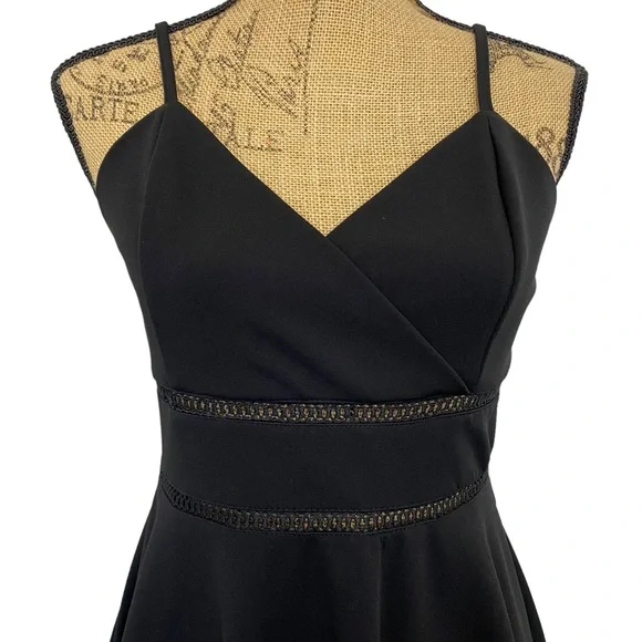 Francesca's Collection Jun & Ivy Black Skater Dress w/ Lattice Cut Outs - size L - Picture 5 of 13